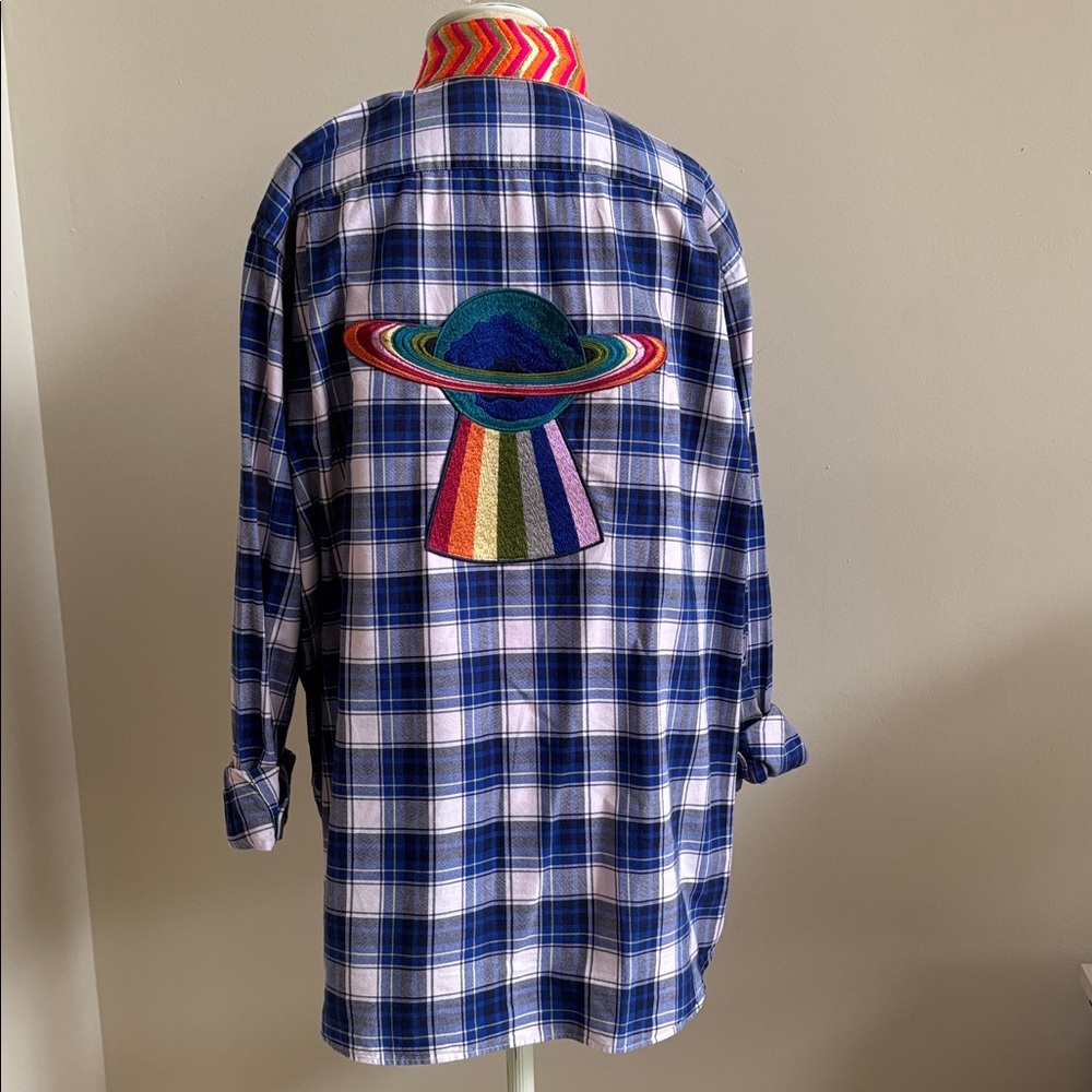 Mary Marshmallow Oversized Custom Decorated Button Down Shirt Tunic - Picture 3 of 4